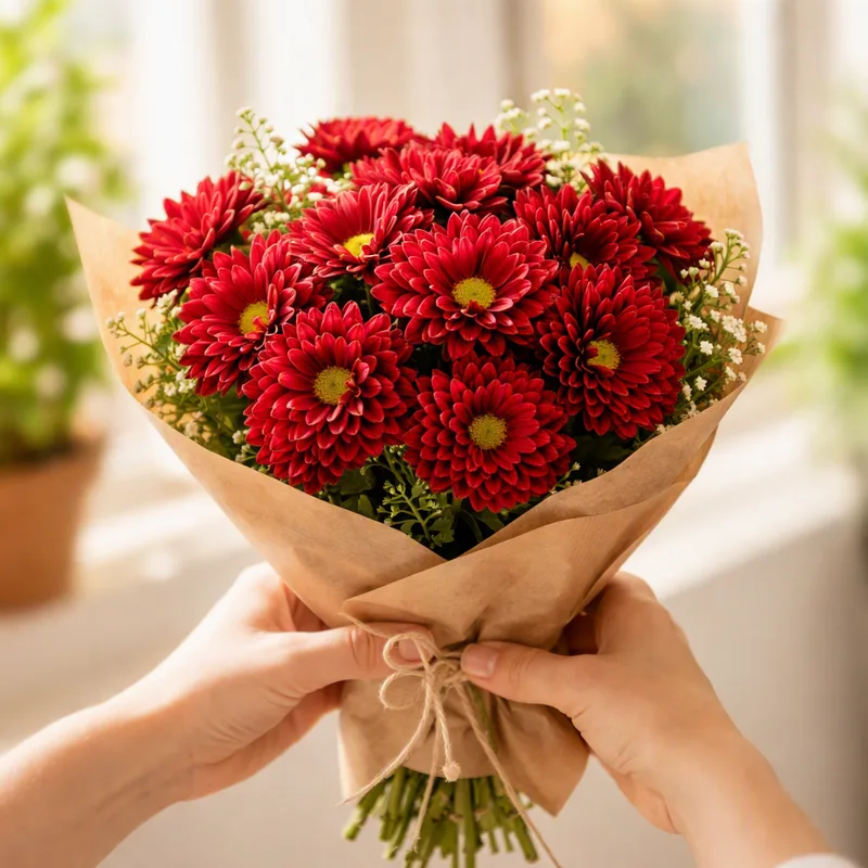 Chrysant - rood - afbeelding 3