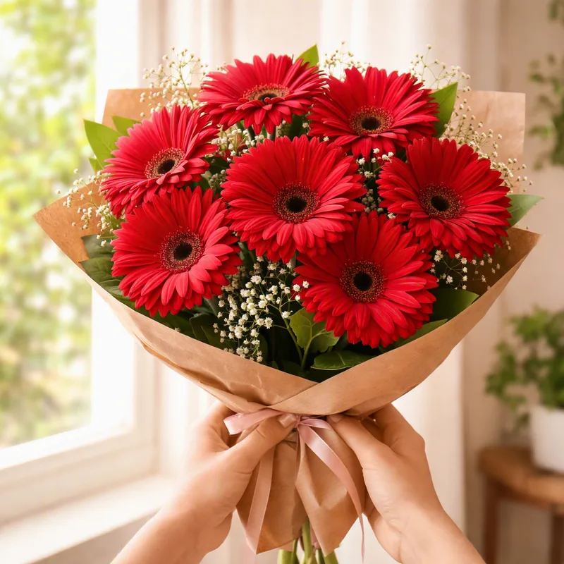 Gerbera - rood - afbeelding 3