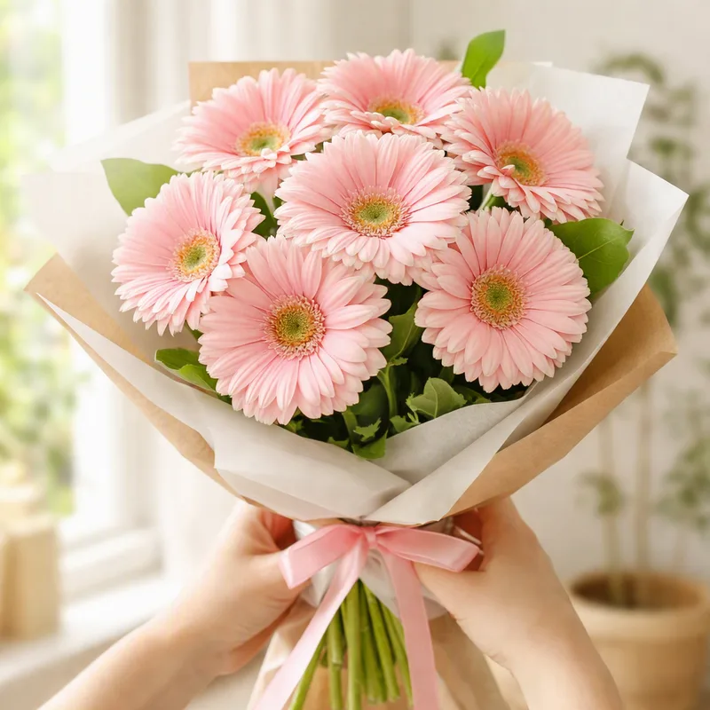 Gerbera - roze - afbeelding 3