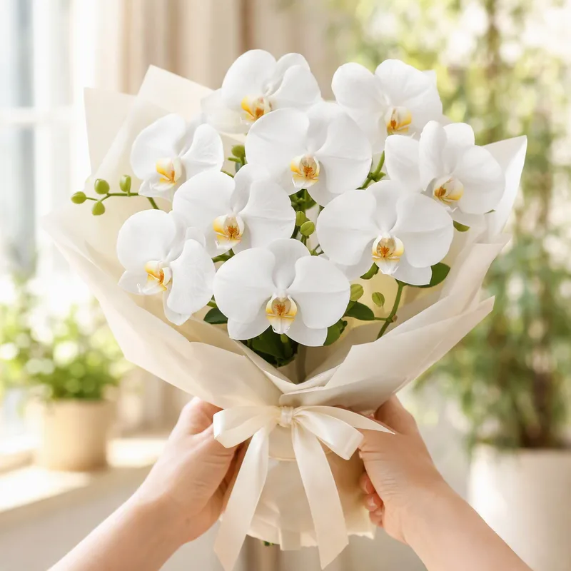 Orchidee (bruidsorchidee) - wit - afbeelding 3