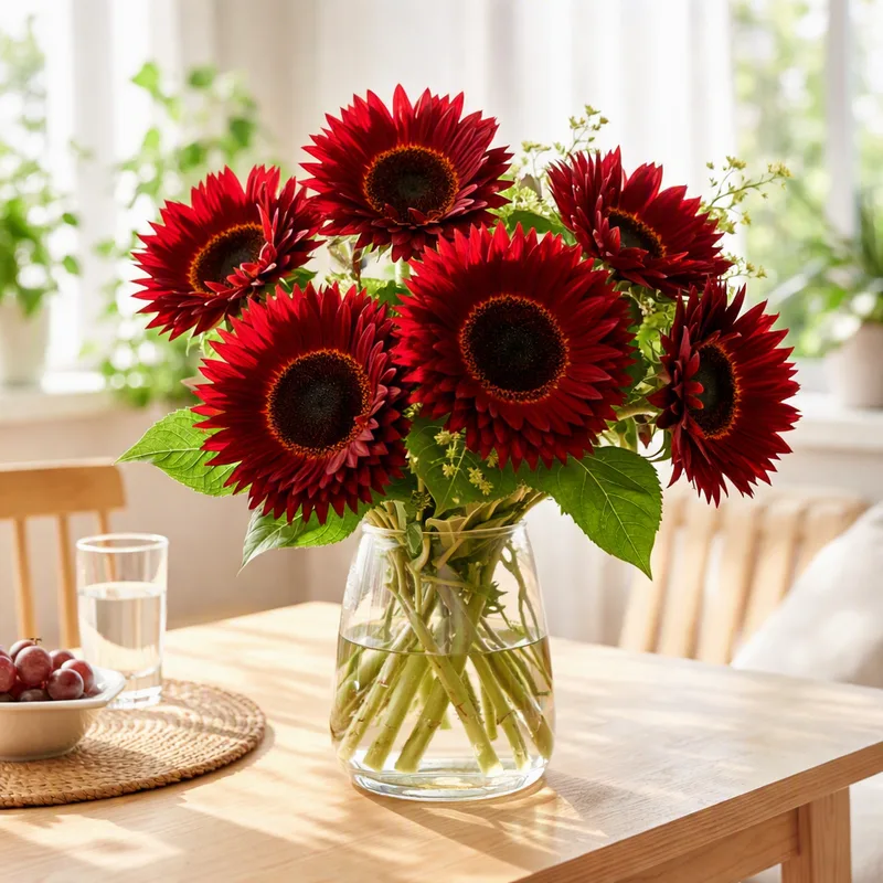 Zonnebloem - rood - afbeelding 2